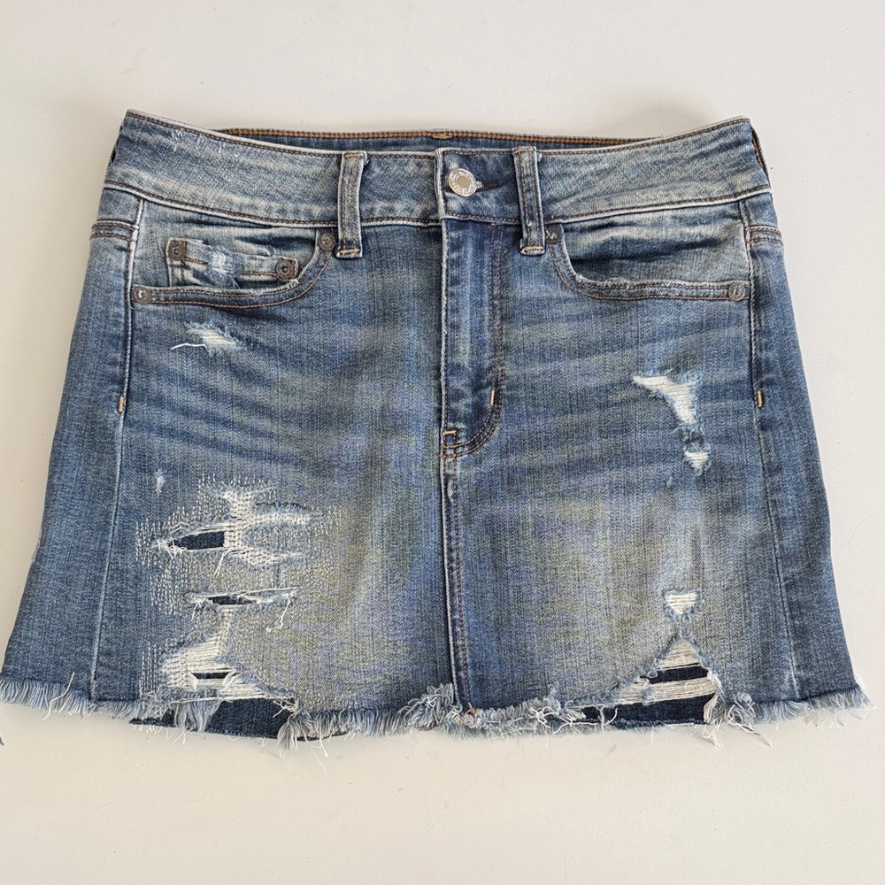 American Eagle Outfitters Distressed Stretch Denim Mini Skirt Size 0